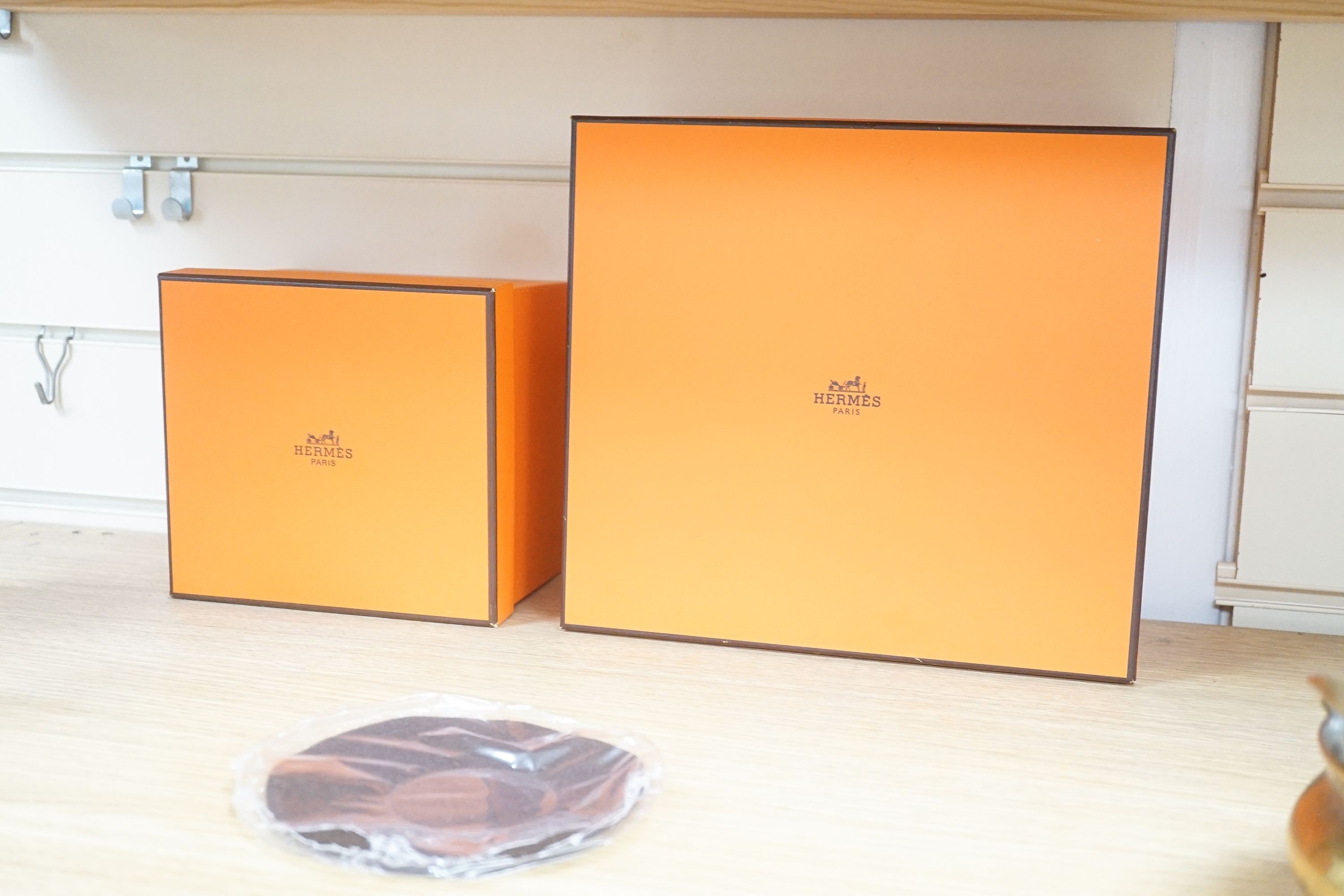 A Hermes Nil pattern tête-à-tête tea set, with two original boxes